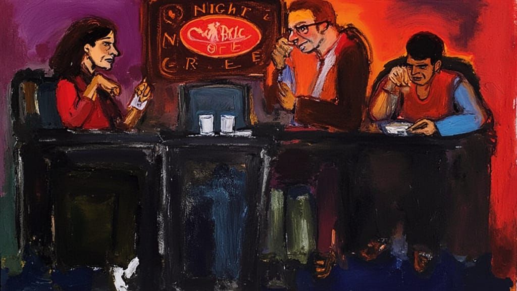 Vibrant Nightlife Scene in a Neon Diner