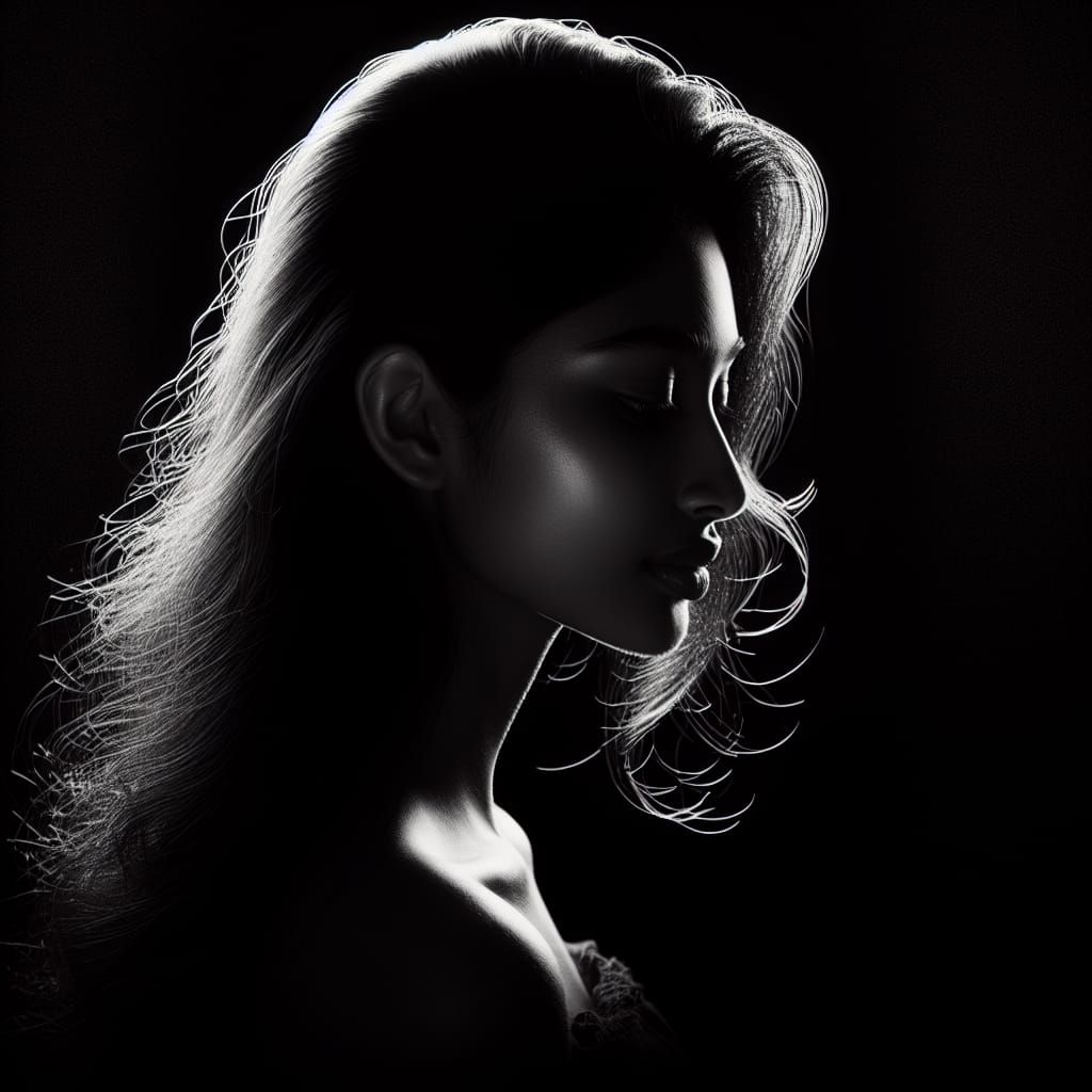 High-Contrast Silhouette of a South Asian Woman