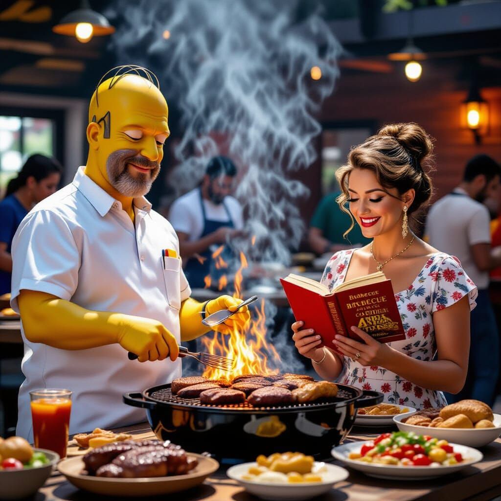 Homer Simpson Judges International Barbecue Competition in H...