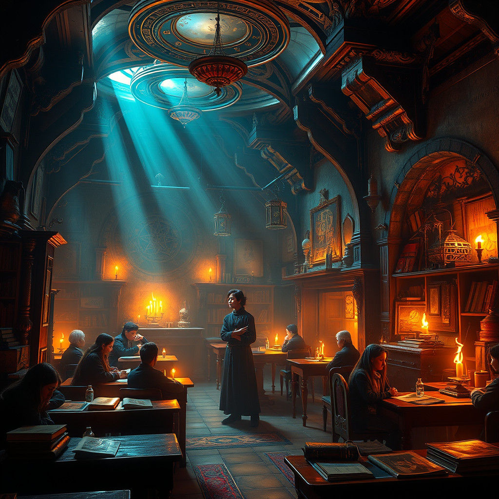 Mystical Classroom in Dreamlike Realm, Matte Painting