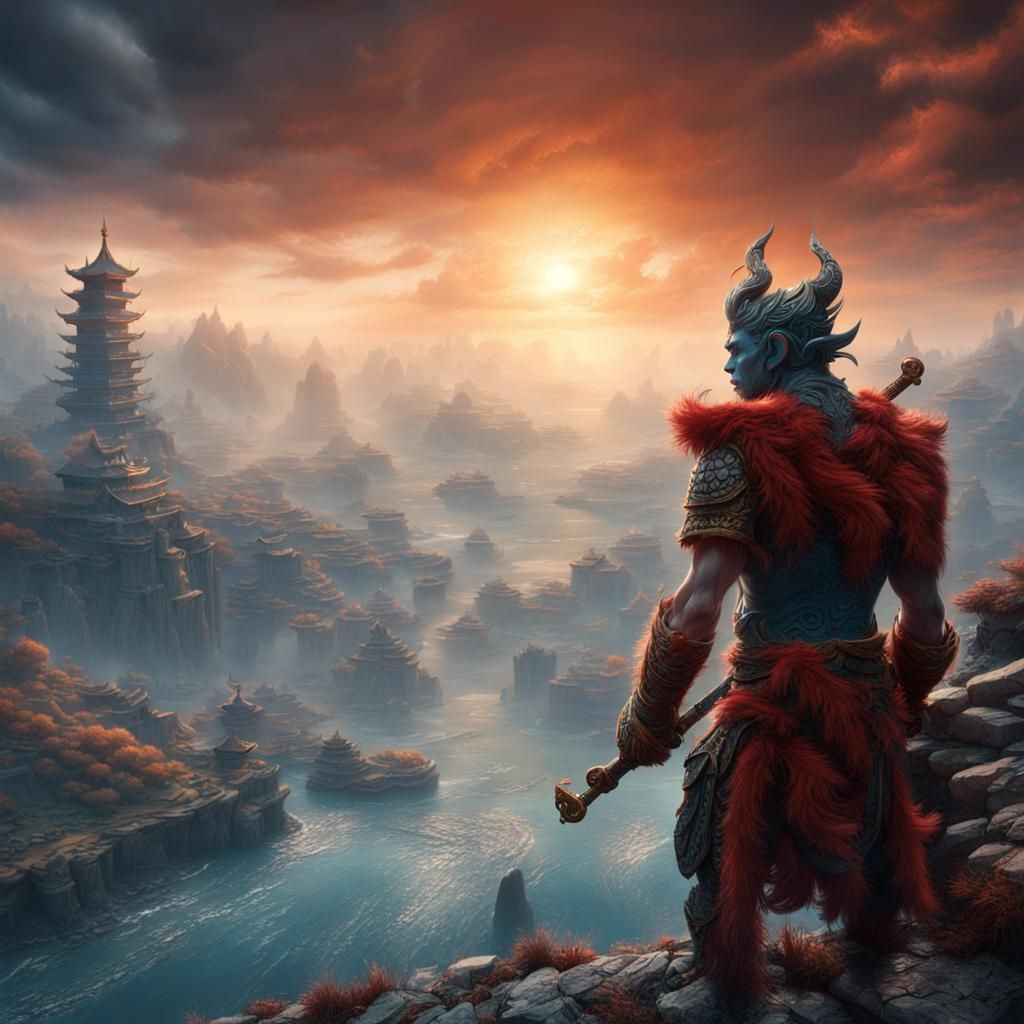 Cinematic Sun Wukong: A Detailed Digital Painting