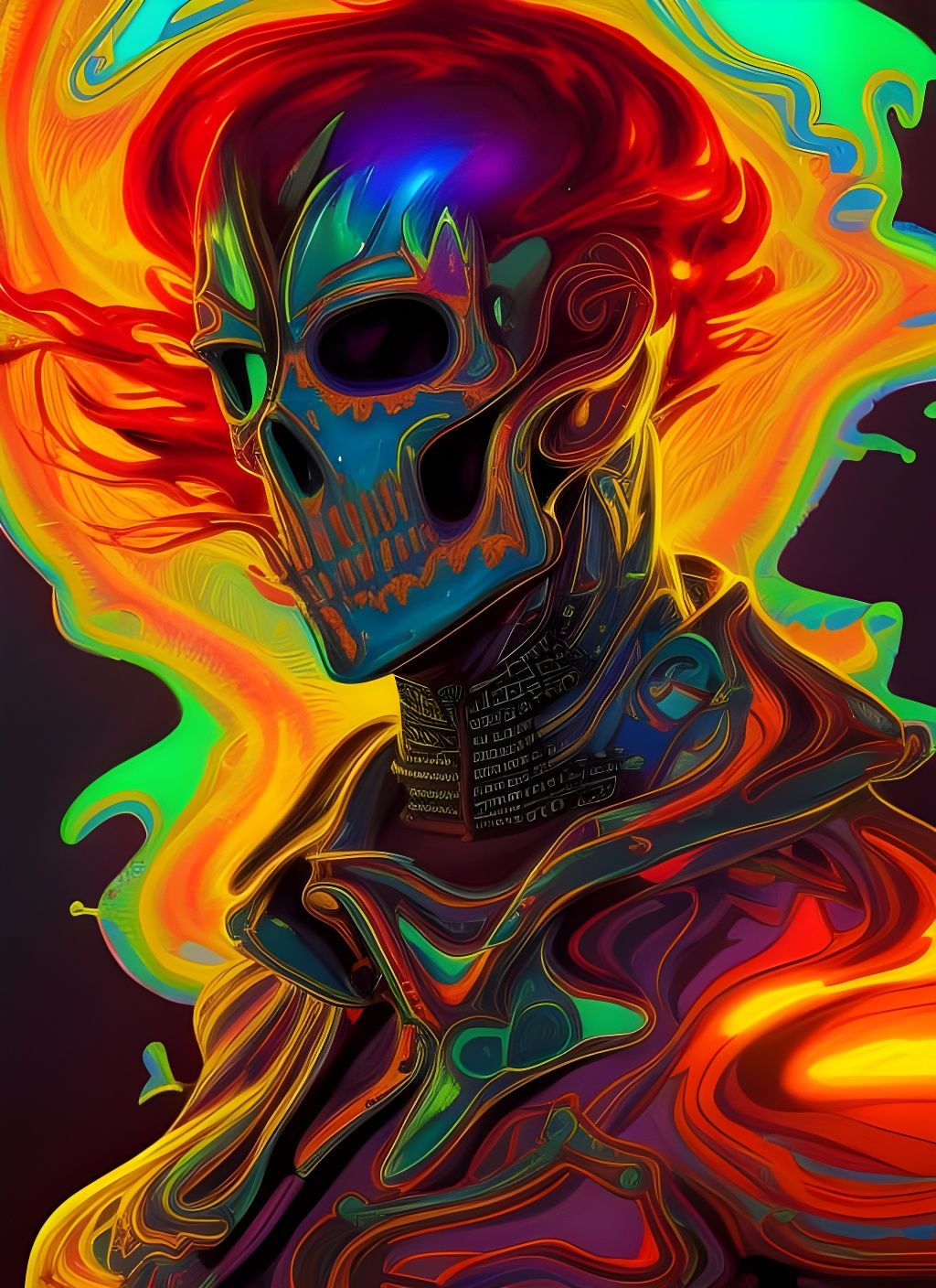 Psychedelic Fractal Portrait of Ghost Rider