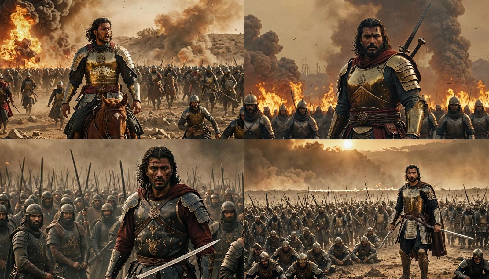 Epic Battle Scene with Armies Facing Off