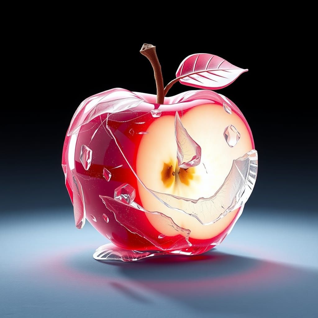 Hyperdetailed Ice Apple Sculpture Digital Illustration