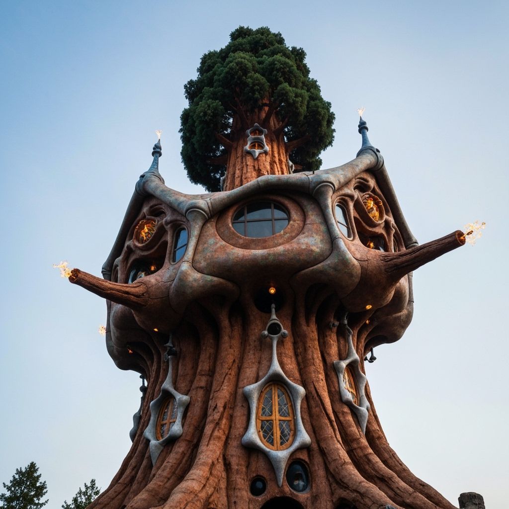 Futuristic Sequoia Bathhouse with Mineral Pools