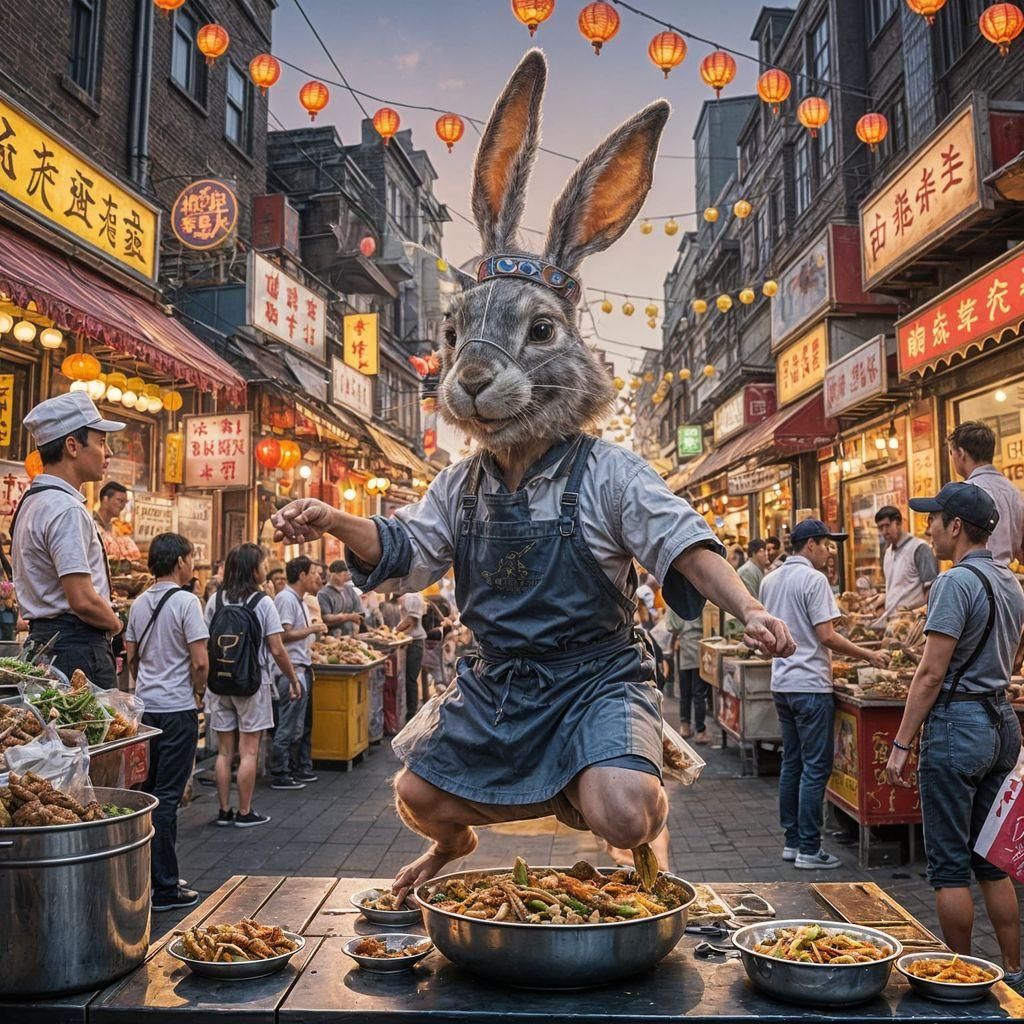 Jackrabbit Selling Chinese Food in Art Nouveau Fair