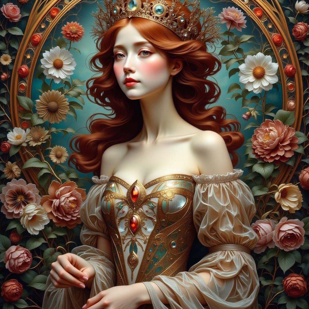 Ornate Fairy Queen in Nature-Inspired Crown