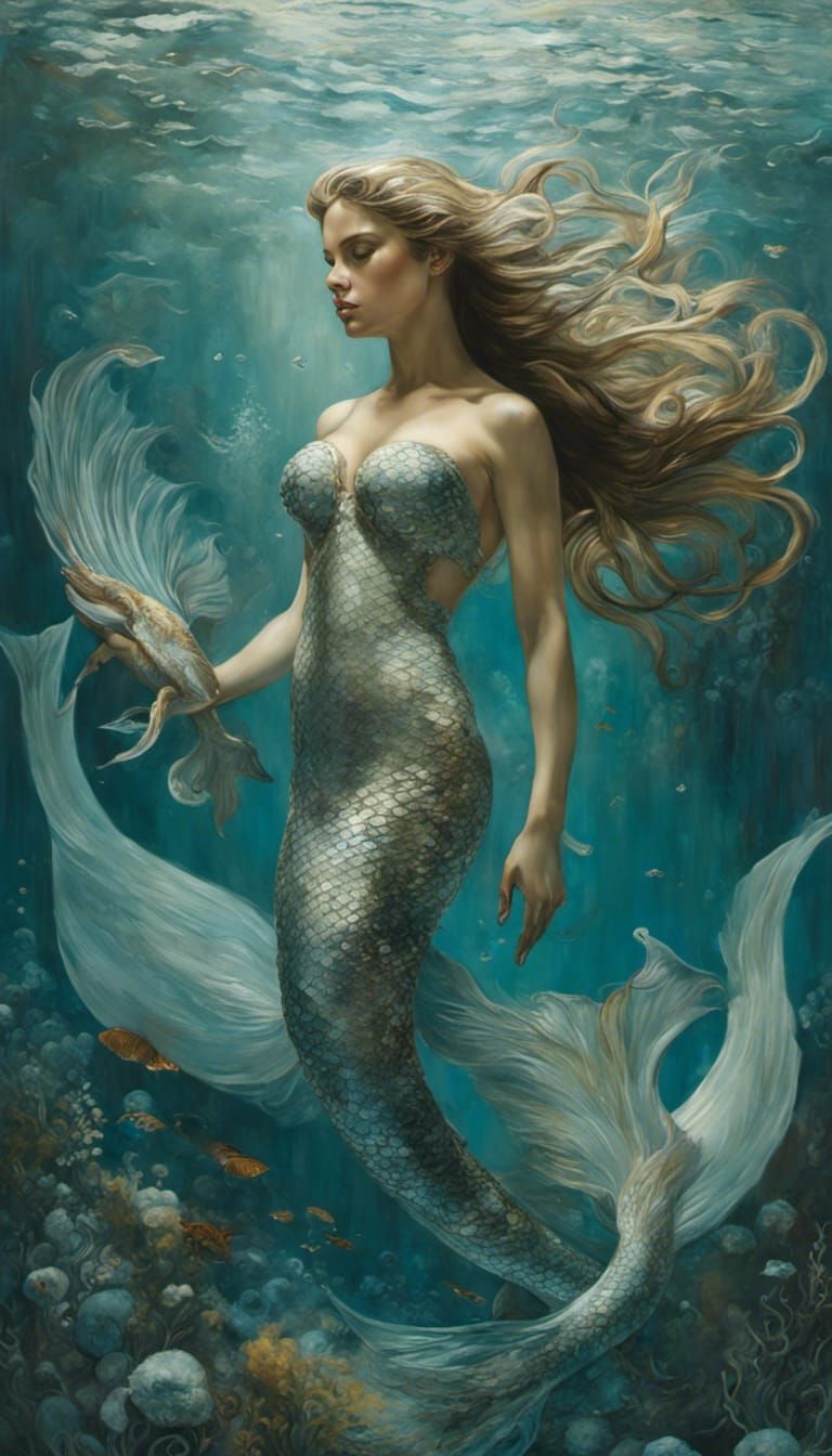A mermaid underwater