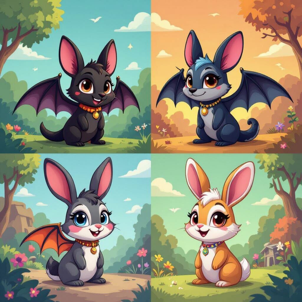 Four Unique Anthro Characters in Scenecore Landscape