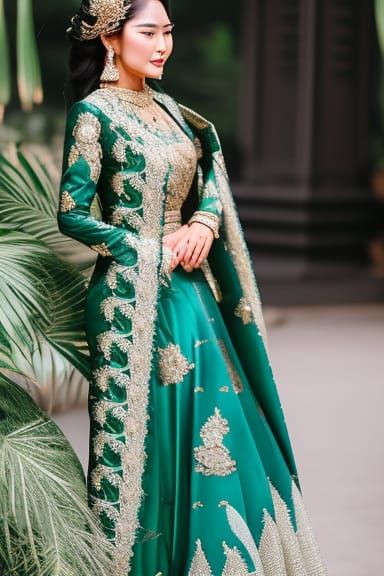 Javanese Woman in Traditional Bridal Kebaya