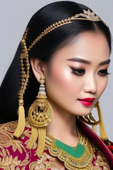 Elegant Javanese Woman in Traditional Bridal Dress