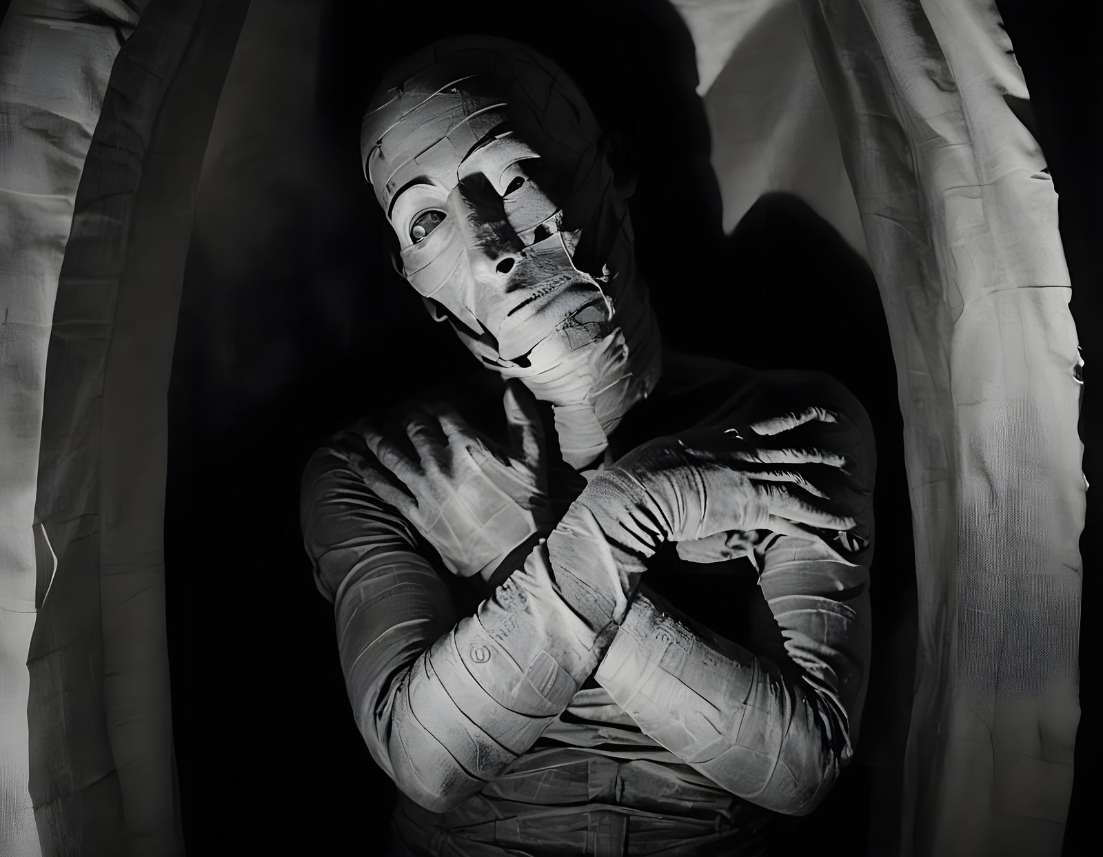 Mummy Wearing Human Mask: A Surreal Image
