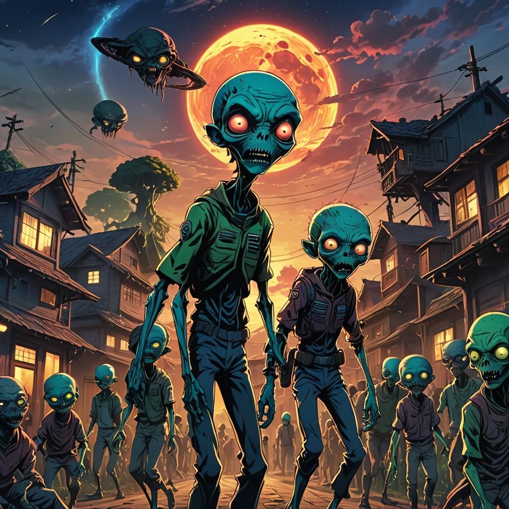 Aliens Turn Villagers into Zombies: Cinematic Anime