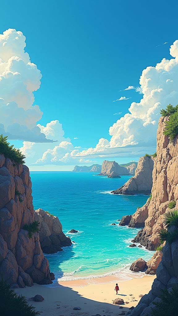 Tabarka, Tunisie: Coastal View in Anime Style