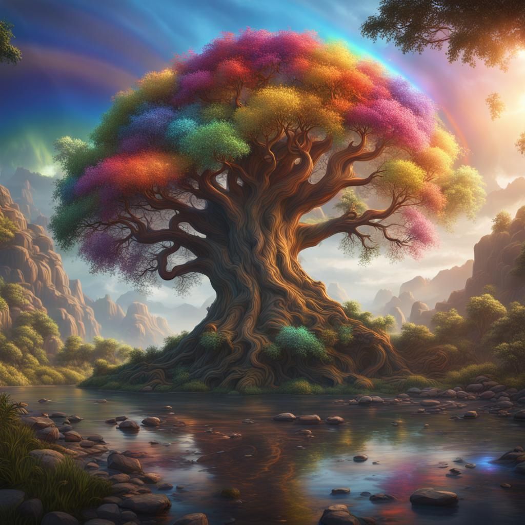 Rainbow Tree of Life: Fantasy Concept Art