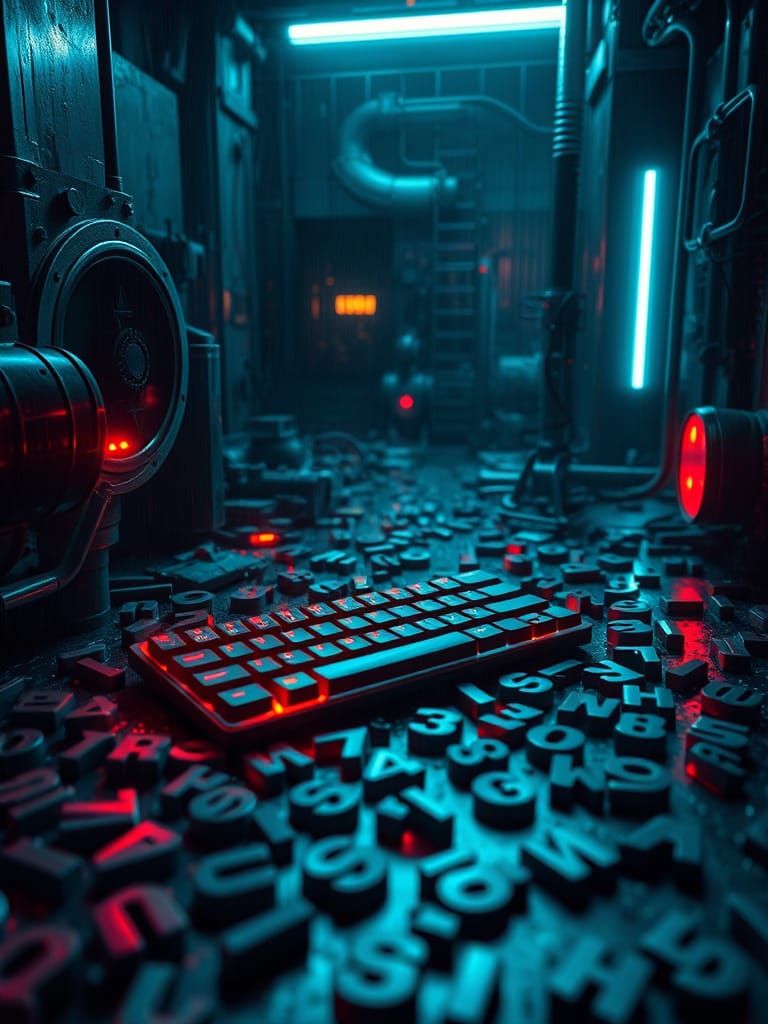 Abstract Digital Art with ASCII Characters and Typewriter Ke...