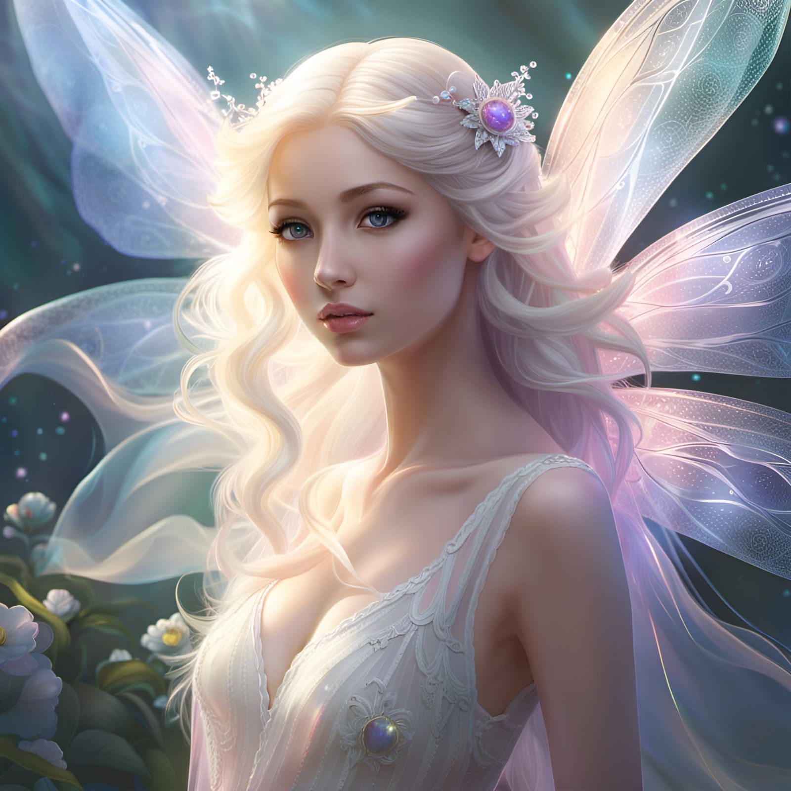 Ethereal Fairy in a Sunlit Cloudscape