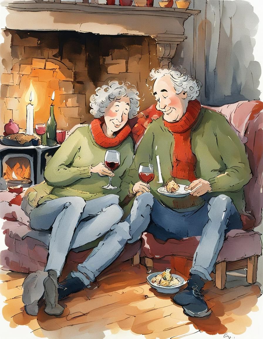 Cozy Candlelight Dinner Illustration