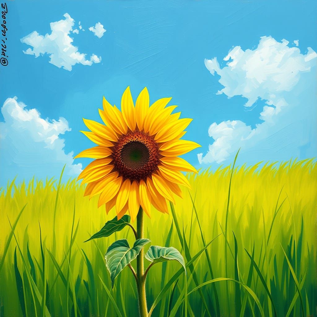 Sunflower Meadow in Impressionist Style