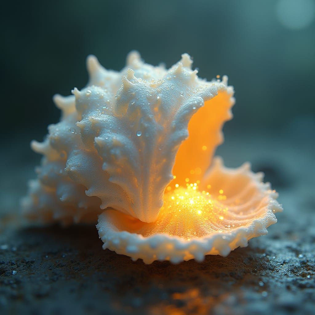 Pearlescent Seashell Reveals Golden Radiance