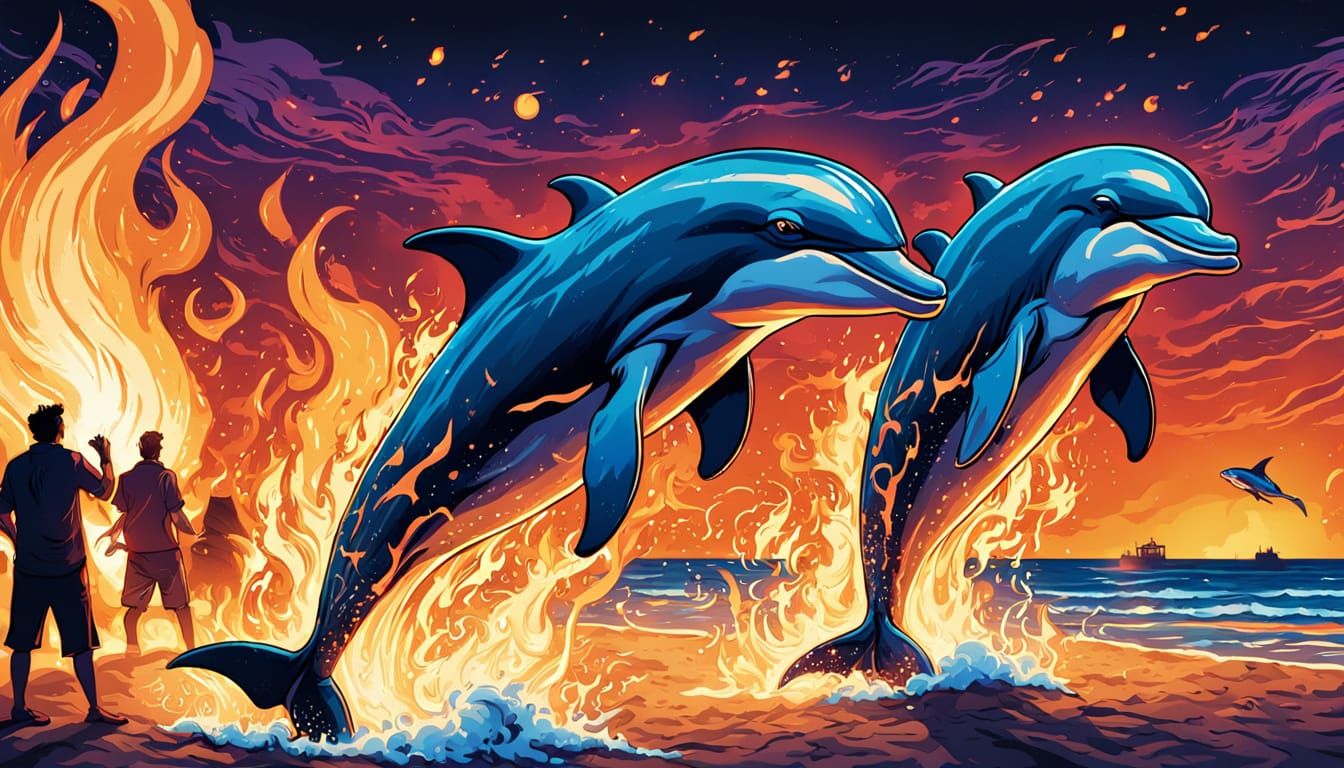 Beach Bar Fire Show in Digital Comic Book Art