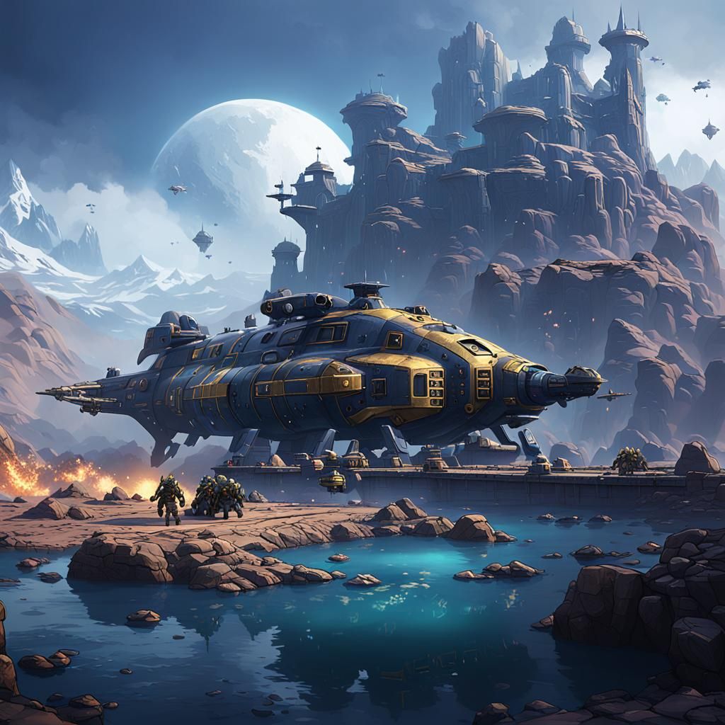 Helldivers: Detailed Matte Painting in Deep Color