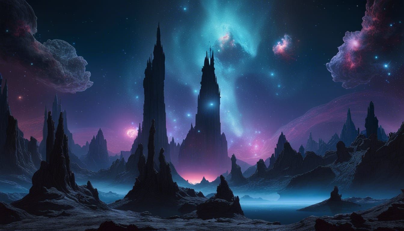 Wizard Nebula Landscape: Digital Matte Painting