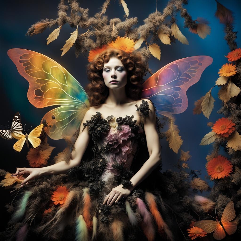 Christmas tree , Photogram of a rainbow multicoloered fairy ...