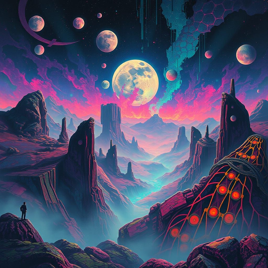 Dreamlike Scene with Vibrant Colors in Digital Art Style