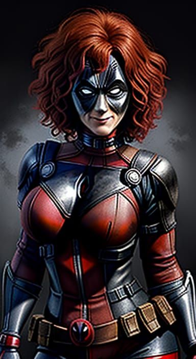 Symmetrical Portrait of a Lady in Deadpool's Diner