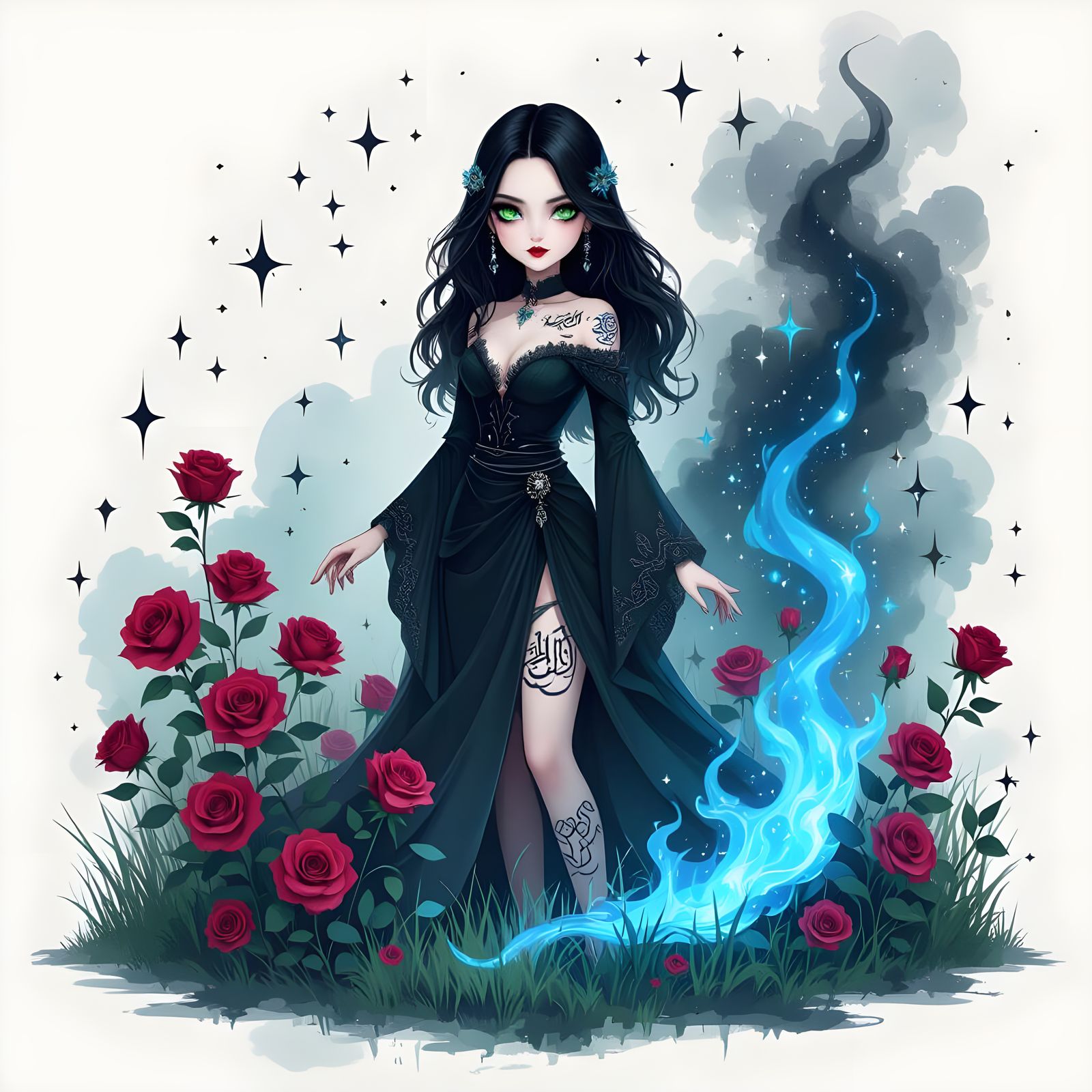 Ethereal Dracula Girl in Glass Rose Garden