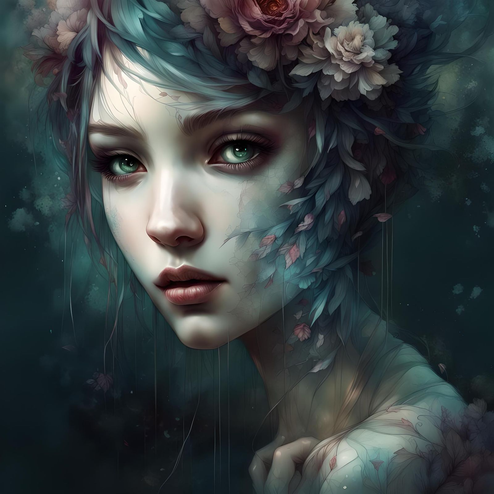 Moody Anime Girl: Hyper-Detailed Digital Painting