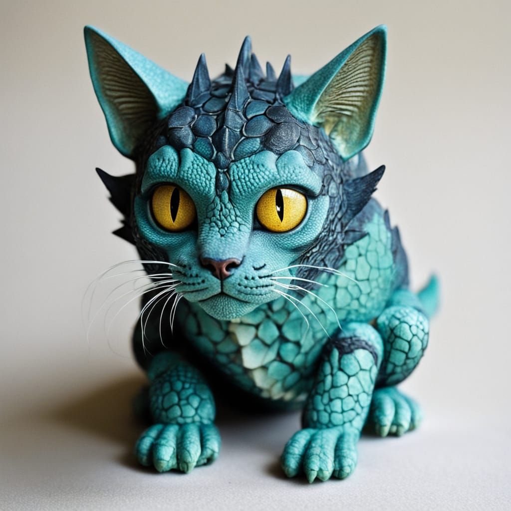 Mystical Feline Dragon in Ancient Style