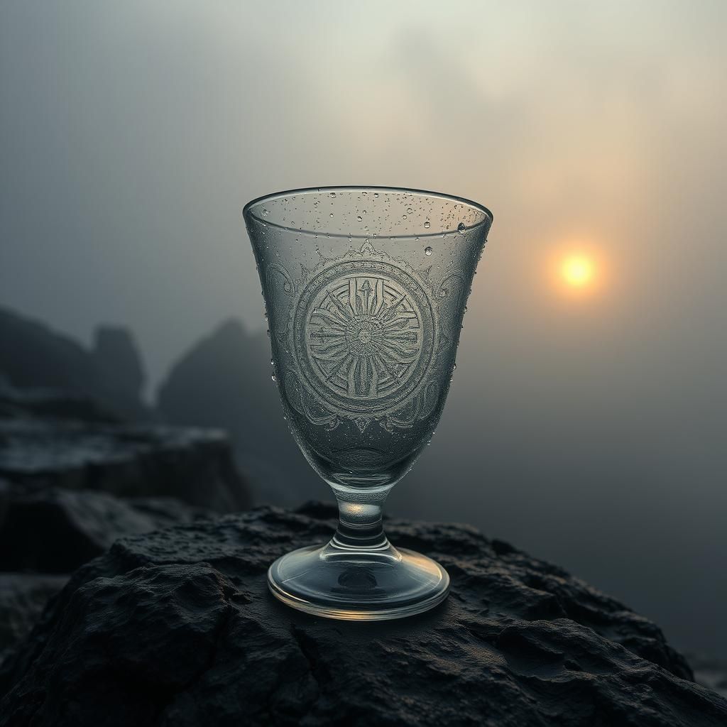Cthulhu Chalice on Misty Rock, Surrealist Vision