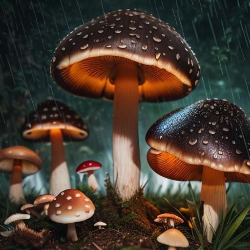 Raindrops on Mushrooms in 8K UHD