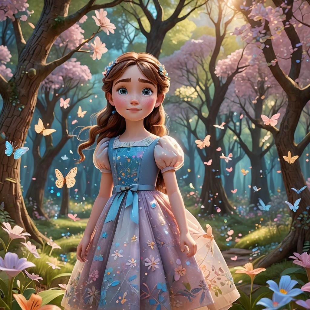 Lily in Enchanted Forest: Pixar 3D Concept Art