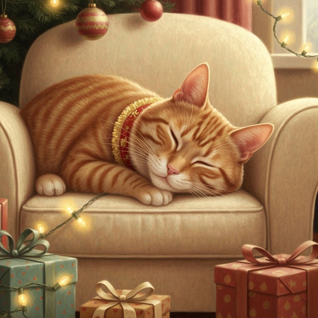 Festive Cat Nap: A Cozy Christmas Scene