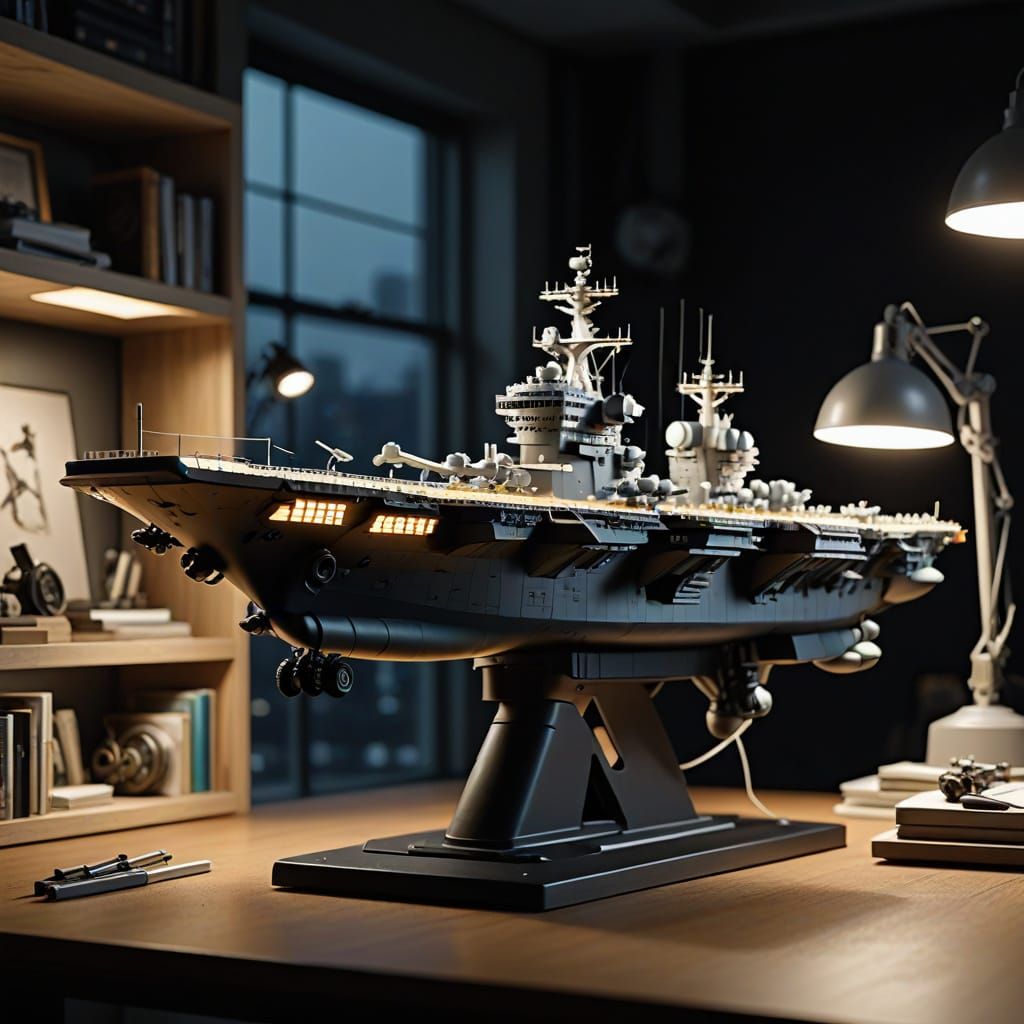 Sleek Industrial Chic Hobby Workspace with Precision-Crafted...