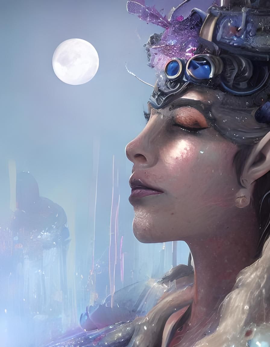 Steampunk Character Portrait in Cyberpunk Hallway