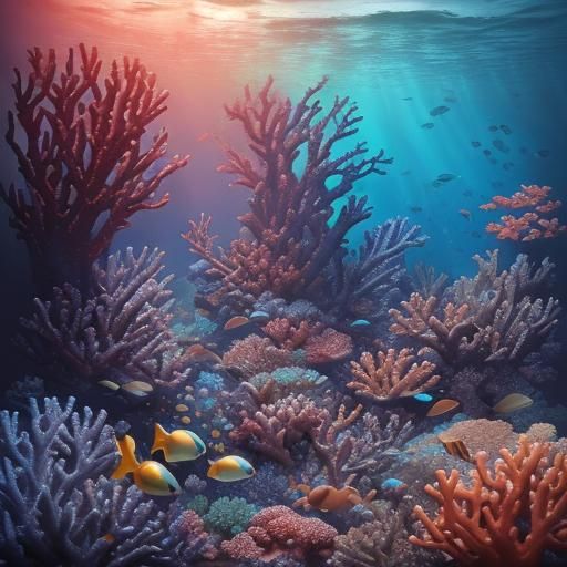 Colorful Coral Reef Scene: Digital Matte Painting