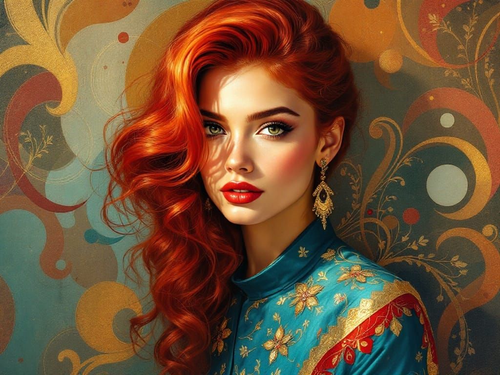 A Regal Woman Embracing Futurism in Vibrant Colors