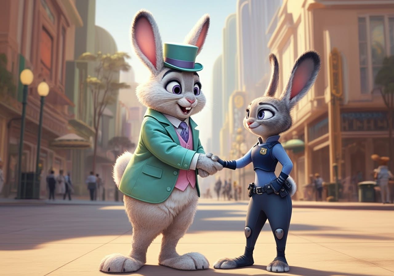 Easter Bunny Meets Officer Hopps in Vibrant Zootopia