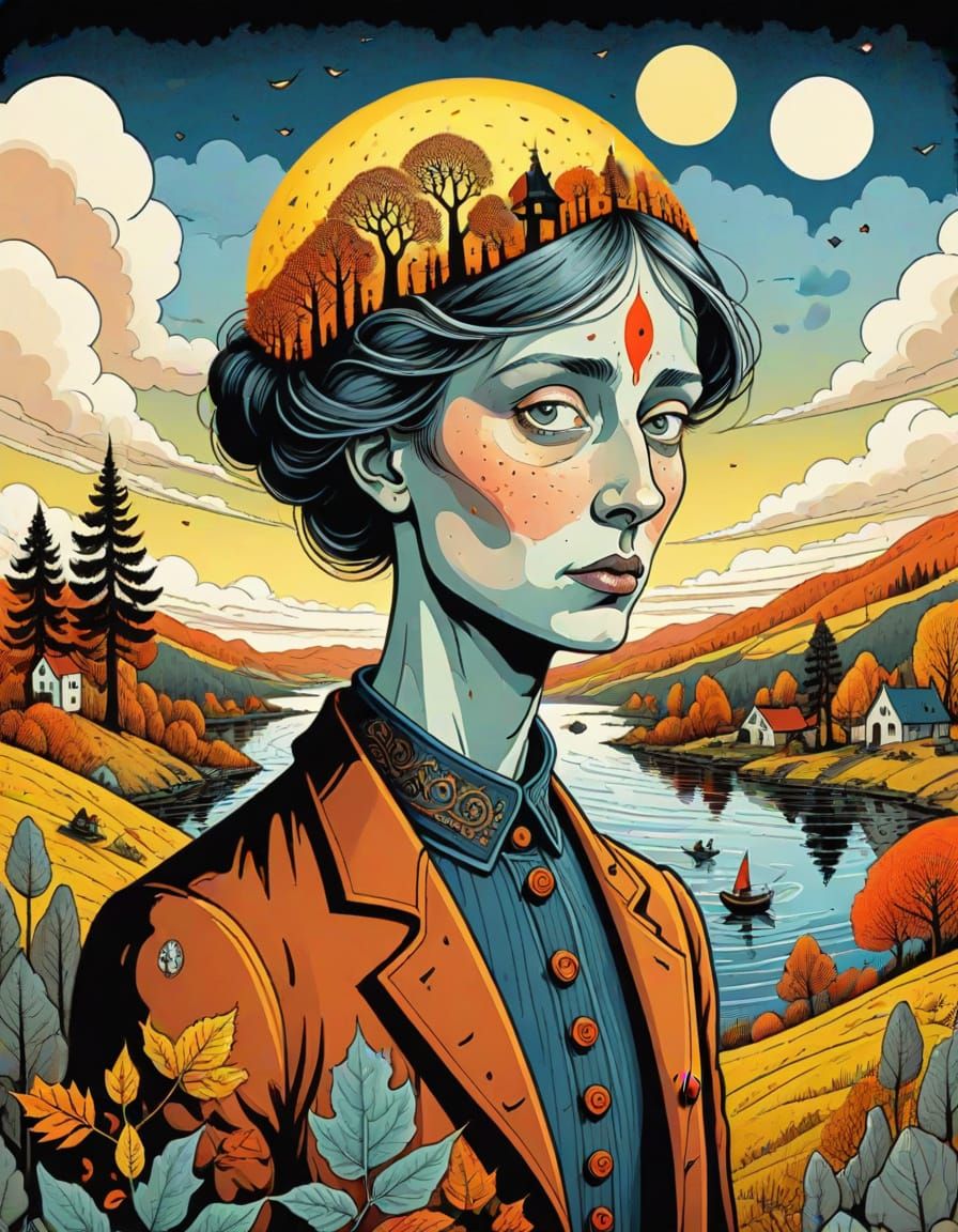 Surreal Psycho Landscape Portrait Inspired by Bilibin