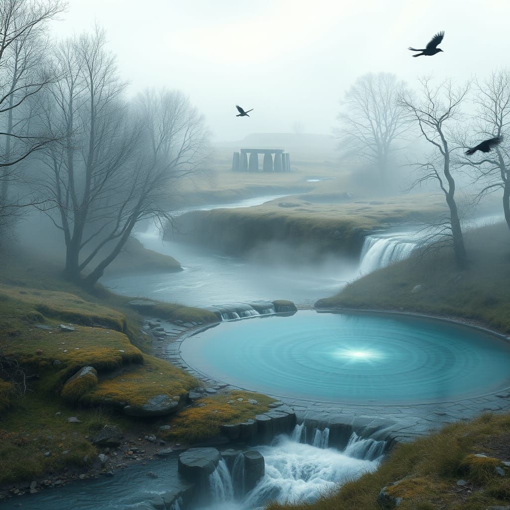 Celtic Landscape with Henge in Dreamy Realism