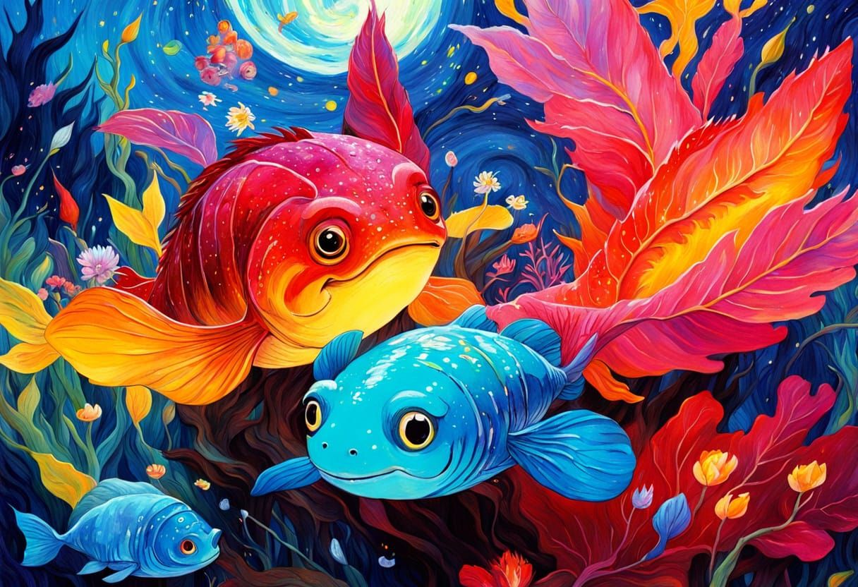 Whimsical Sci-Fi Fantasy Illustration in Van Gogh Style