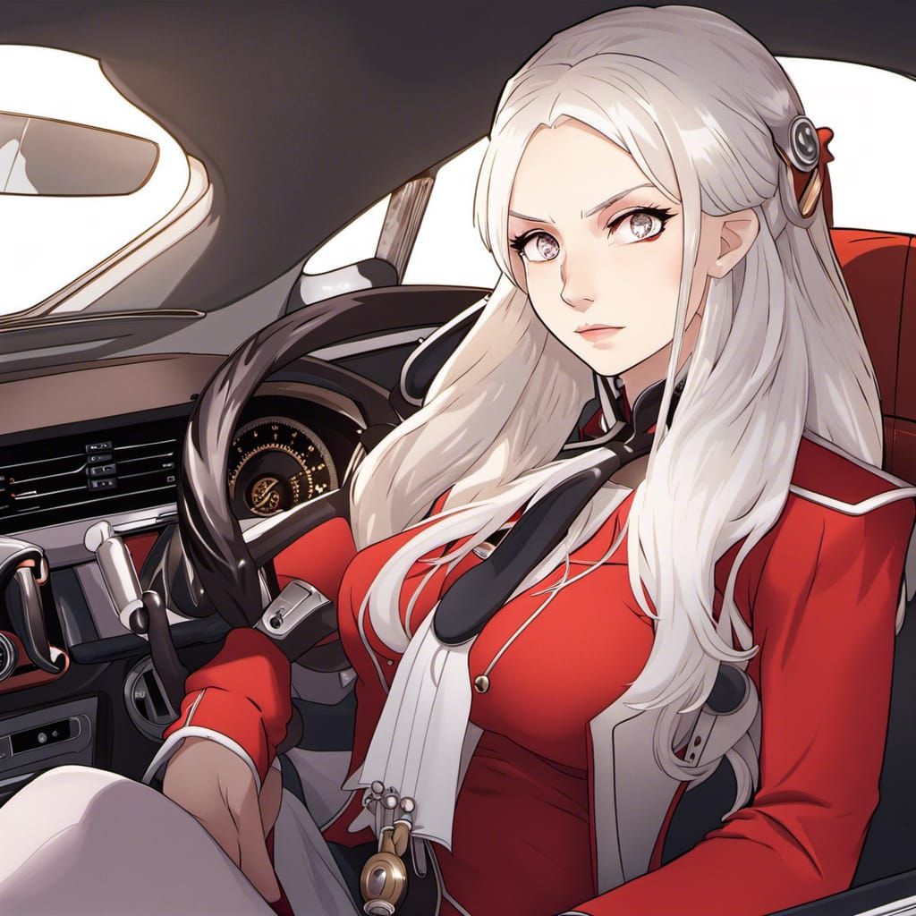 Edelgard Drives a Car in Manga Style