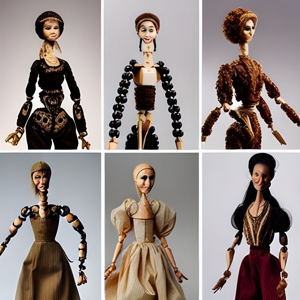 Detailed Wooden Marionettes of Beautiful Women