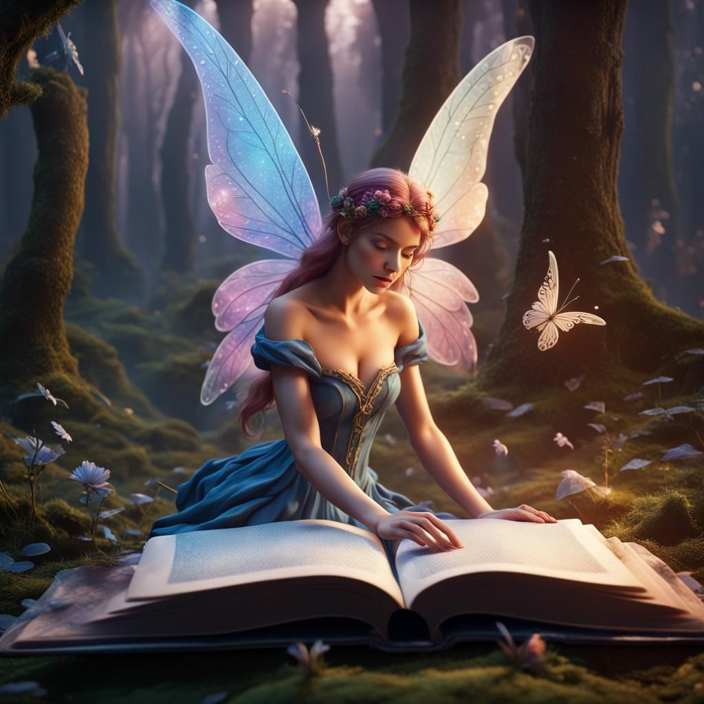 Magical Fairy Escapes from Book: Detailed Matte Painting