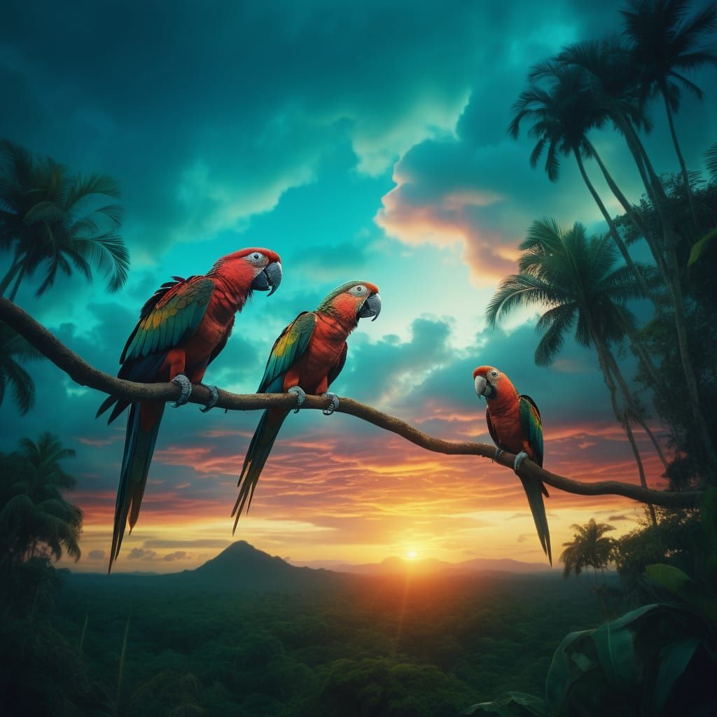 Vibrant Jungle Sunset