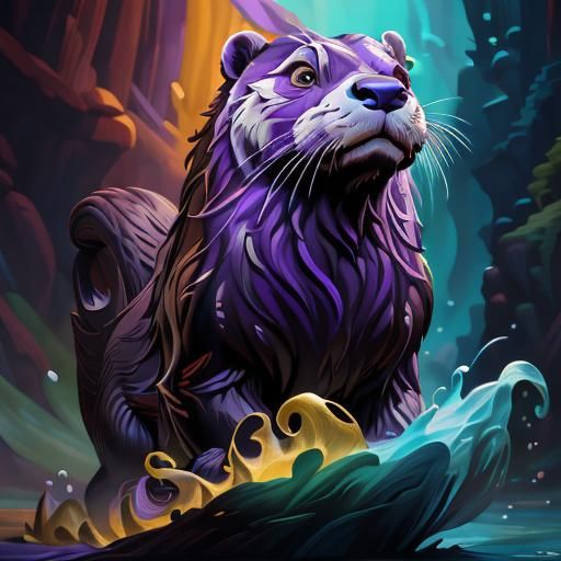 Fantastical Purple Otter Digital Art